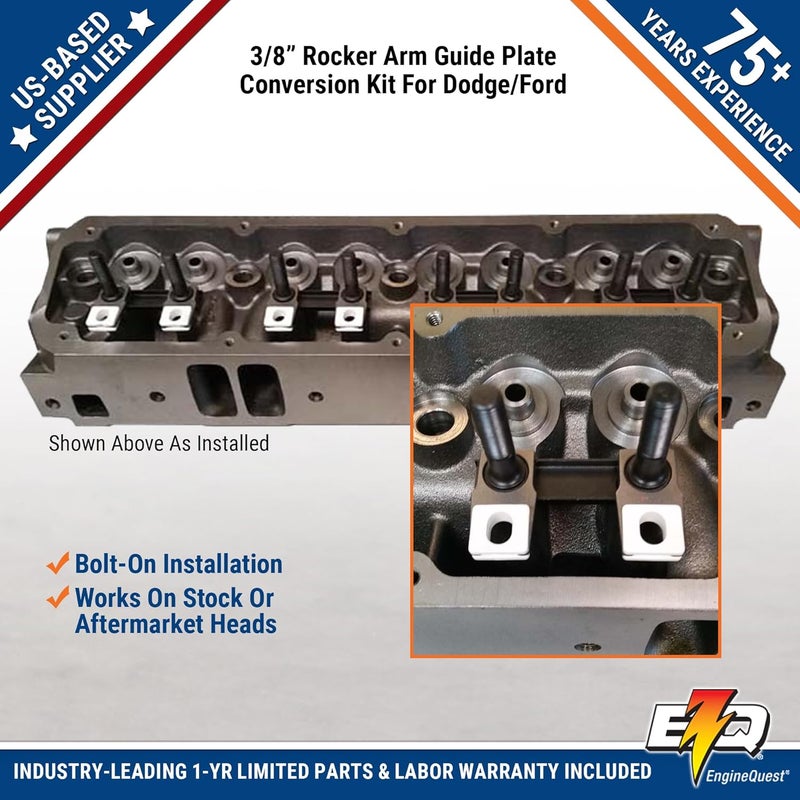 EngineQuest Store Rocker Arm Guide Plate Conversion Kit | 3/8" Studs for V8 Engines | Set of 16 | Adjustable Configuration - Image 4